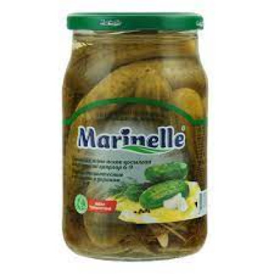 Огурцы Marinelle маринованные с чесноком и укропом 6-9 см, 720 мл ст/б