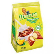 Сухой завтрак Leonardo Банановые подушечки, 250 гр м/у