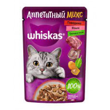 Корм для кошек Whiskas Говядина-Язык-Овощи 75 гр