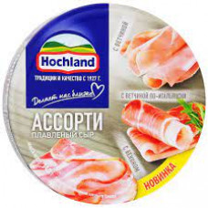 Сыр Hochland плавленый Ветчина-Ветчина по-итальянски-Бекон 55%, 140 гр