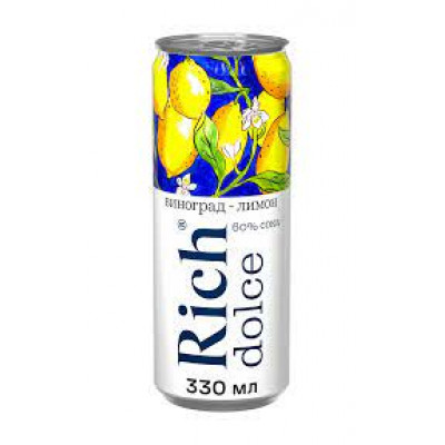 Напиток Rich dolce сокосодержащий Виноград-Лимон, 0,33 л ж/б