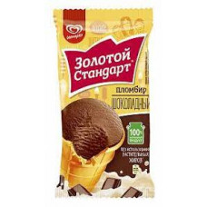 Мороженое Пломбир Золотой Стандарт Шоколад-Вафельный стаканчик, 80 гр