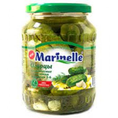 Огурцы Marinelle деликатесные с чесноком и укропом 3-6, 720 мл ст/б