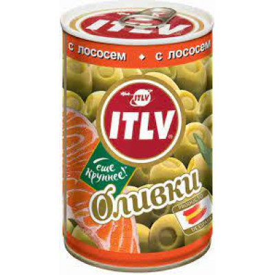 Оливки ITLV зеленые с лососем, 300 гр ж/б
