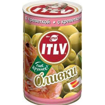 Оливки ITLV зеленые с креветками, 300 гр ж/б