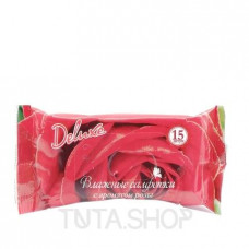Салфетки влажные Deluxe Роза, 15шт