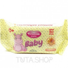 Влажные салфетки Econom Care Baby 0+ Календула-Витамин Е, 60 шт