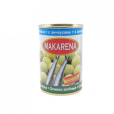 Оливки Makarena зеленые с анчоусами, 280 гр ж/б
