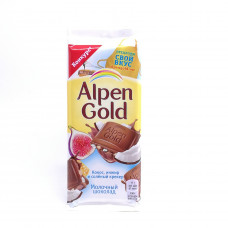 Шоколад Alpen Gold Кокос, инжир и соленый крекер, 85 гр