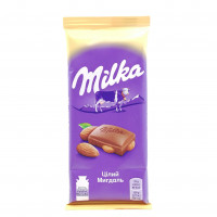 Шоколад Milka молочный с цельным миндалем, 90 гр
