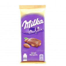 Шоколад Milka молочный с цельным миндалем, 90 гр