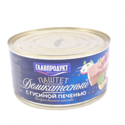 Паштет Главпродукт Деликатесный Гусиная печень, 315 гр ж/б