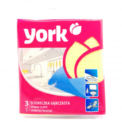 Салфетки для уборки York пропитанные губчатые, 3 шт
