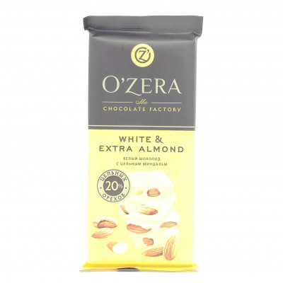Шоколад белый O'Zera Миндаль, 90 гр