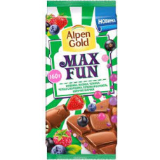 Шоколад Alpen Gold MaxFun с фруктово-ягодными кусочками 160 гр