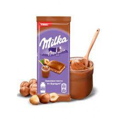 Шоколад Milka молочный Ореховая паста из фундука, 85 гр
