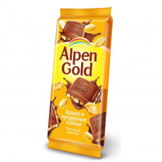 Шоколад Alpen Gold арахис и кукурузные хлопья 85 гр