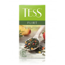 Чай Tess Flirt зеленый аромат белого персика и клубники, 25 шт