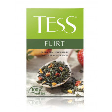 Чай Tess Flirt зеленый аромат белого персика и клубники, 100г