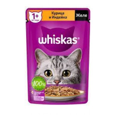 Корм для кошек Whiskas желе Курица-Индейка, 75 гр