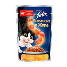 Корм для кошек Felix Sensations Говядина в желе с томатами, 85 гр