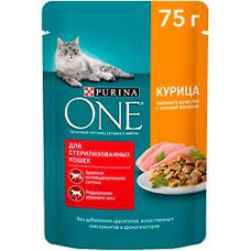 Корм для стерилизованных кошек Purina One Курица-Фасоль, 75 гр