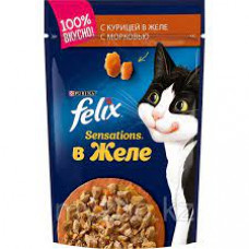 Корм для кошек Felix Sensation желе Курица-Морковь, 75 гр