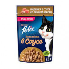 Корм для кошек Felix Sensation Индtейка-Бекон, 75 гр