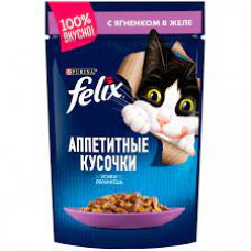Корм для кошек Felix Двойной вкус Ягненок-Курица желе, 75 гр